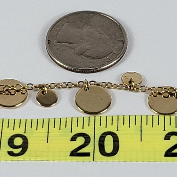 Lia Sophia Gold Tone Dangle Circle Charm Necklace 37" Opera Length Flapper - Picture 8 of 8